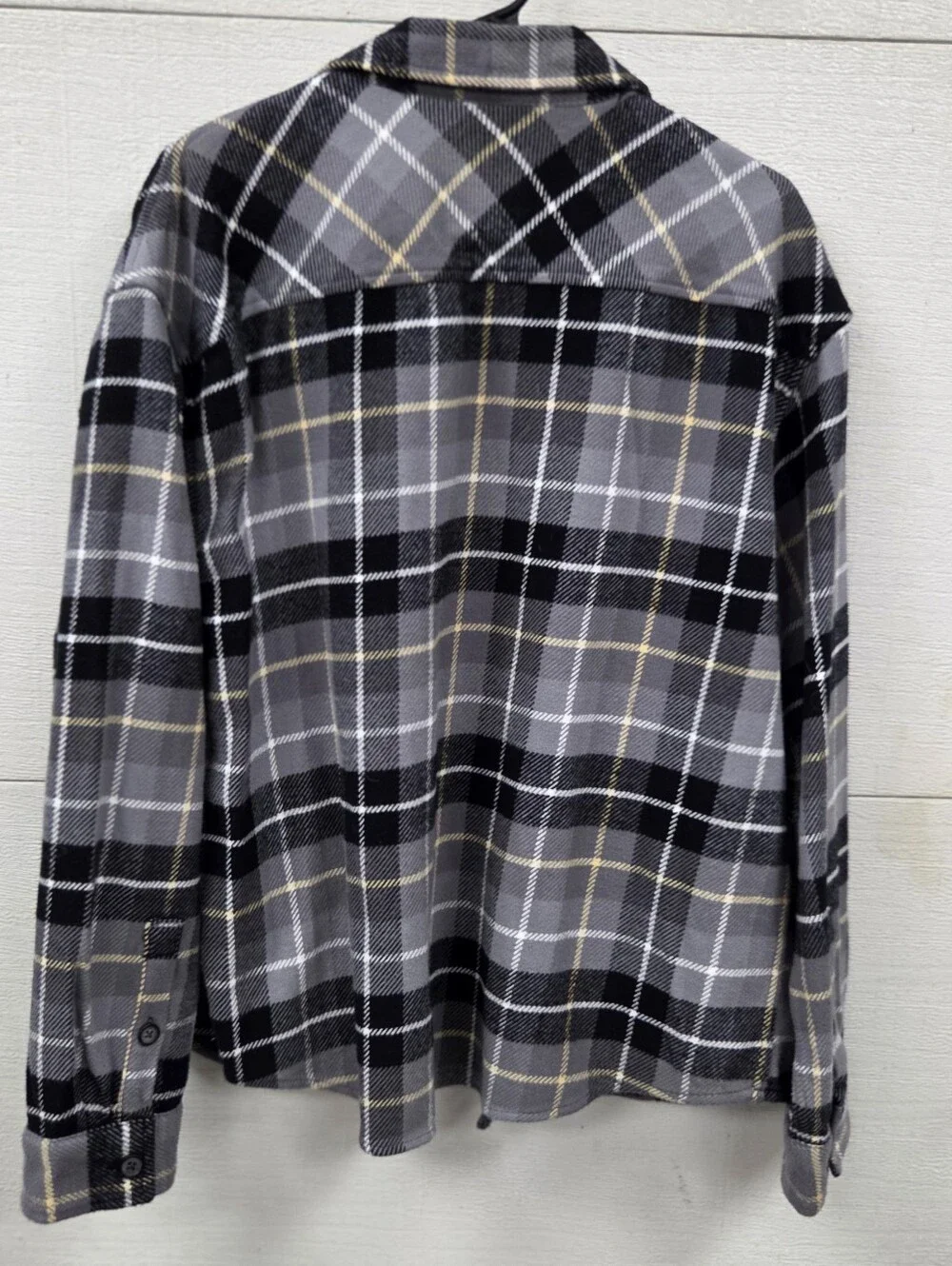 Goodfellow & Co Black and Gray Plaid Button Front Shacket Large Heavyweight